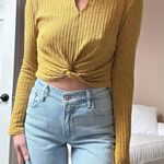 Yellow Long Sleeve Crop Top Photo 0