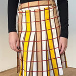 Marc by Marc Jacobs Marc by Marc Jacob’s Plaid Pleated Checkered Yellow Brown Silk Skirt size 6 Photo 0
