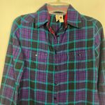Element Plaid Blue & Purple Women's Flannel Button Down Shirt Size Small Photo 2
