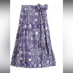 Marie Oliver  Tanya True Wrap Poplin Midi Skirt Iris Coin Blue White Sz XS Photo 1