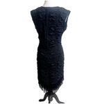 Flapper Style Bodycon Puff Dress Black Size XL Fringe Hem Stretch Sleeveless Photo 1