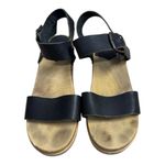 No.6 Black Leather Clog Sandals Wooden Platform Ankle Strap Size 38 US 7.5 Photo 1