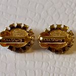 Christian Dior  Signed Gold Iridescent Pearl Crystal Clip On Earrings Size Photo 7