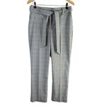 Joie  High Waist Belted Trouser Pants‎ in Neutral Grey Cream Plaid, Size 8 Photo 1