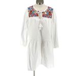 J. Crew Cotton poplin tunic dress with farmer's market embroidery Medium NWT White Photo 2