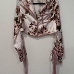Beach Riot  Luna Pink Floral Crop Blouse Pajama Top M Photo 1