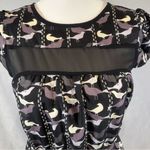 American Rag black and mauve sheer detail bird print dress size small Photo 1