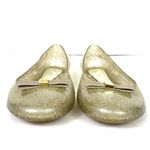 Furla  Gold Sparkly Glitter Bow Accent Clear Plastic Jelly Ballet Flats Size 7/37 Photo 2