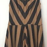 Amanda Uprichard  Chevron Silk Blend Dress Black Tan Sleeveless Party‎ Neutral Photo 0