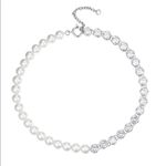 EEKE Pearl Large Round Diamond Necklace in Gold Plate and CZ White Photo 5