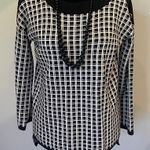 Cable & Gauge Black and White Grid Pattern Sweater  small Photo 0