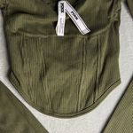 PINK - Victoria's Secret  Olive Ribbed Bodysuit Photo 3