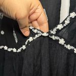 Free People Relaxed Boho Tank Black White Embroidered Top Keyhole Back M Photo 6