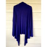 Bradley Bayou Silver Tone Chain Trim Open Front Jersey Knit Cardigan Womens XL Blue Photo 2