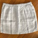 Garnet Hill Size M Essential Linen Pull On Skirt Striped White Grey Pockets Photo 2