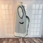 Chico's  Gigi Black White Wool Blend Textured Knit Fringe Cardigan Vest Size 2 Photo 3