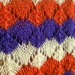 Handmade Vintage Hand Knit Orange, Cream, Purple Mohair Open Knit Cardigan Size Small Photo 2