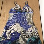 Women’s Sexy Kala Tropical Print Dress Stretchy Soft Liteweight Blue Size Large Photo 0