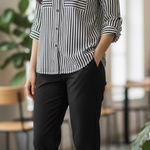 Elementz  Black and white striped button up blouse. New! Photo 0