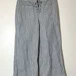 Madewell Blue & White Striped Cropped Drawstring Tie Closure Cotton Wide Leg Pant Size 2 Photo 0