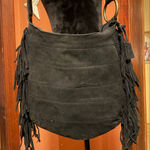 Black leather Fringe Shoulder Bag Photo 0