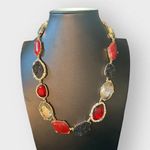White House | Black Market WHBM Faux Druzy and Red Stone Necklace Photo 0