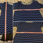 Shanley Chevron Mesh Back Casual Long Sleeve Top Hi Lo Hem Royal Blue Black M Size M Photo 11