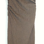 ZARA  Expresso Brown Textured Knot Ruched Side Maxi Dress LARGE Modest Preppy Photo 6