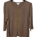 Coldwater Creek  Silk Blend Sweater Womens Size 2X (20-22) XXL Tan‎ Cardigan Photo 0