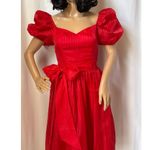 American Vintage  80’s Roberta red formal party dress, puff sleeves tie-waist XS Photo 2
