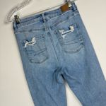 American Eagle  Sz 8 LONG Curvy Hi Rise Jeggings Light Wash Distressed Photo 12