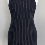 Forever 21 Black White Pinstripe Bodycon Backless Mini Dress Office Siren M Photo 0