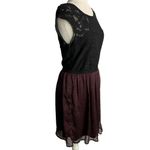 Dynamite  Lace Chiffon Party Dress L Black Purple Lined Low Back Elastic Waist Photo 4