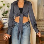 Kittenish Unbranded Women's Grey and Blue Crop-top Photo 0