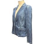 INC International Concepts Puff Shoulder Denim Jean Jacket Large Blue Photo 1
