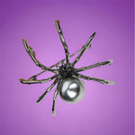 Vintage Style Gothic Spider Shape Brooch Inlaid‎ Faux Pearls Personality Brooch Gray Photo 3