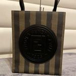 Fendi Vintage Logo Stamp Pequin Coated Canvas Shoulder Bag Photo 0