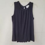Deletta  Shirt Womens L Sleeveless Black Tunic Tank Ruffle Back Detail Small Photo 1