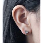 Boutique NEW Unisex Triangle Simulated Diamond 925 Silver Stud Earrings Photo 6