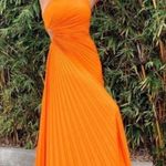 ALC Frank A.L.C. Delfina Plisse Satin Pleated Cutout Dress Citrus maxi dress NWT Photo 8