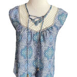 Rewind Womens Boho Sleeveless Tassel Mixed Media Lace Top - Sz XS Photo 0