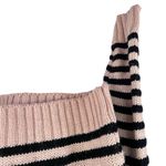 For Love & Lemons Elyse Cream Black Striped Knit Long Sleeve Half Zip Hoodie M Photo 4