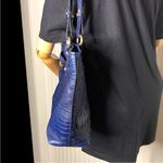 Brahmin  Blue Crocodile Leather Top Zipper Closure Shoulder Bag Photo 7
