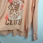 Aerie  Dance Club Long Sleeve Thermal Waffle Knit Top Sz Small Peach Disco Ball Photo 5