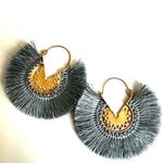 Blue and gold tone Thread Tassel earrings Blue Photo 2