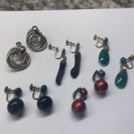 Lot Of 5 Costume Earrings Vintage Clip On Screw On Dangle Drop Some Beaded Photo 11