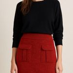 Moth Anthropologie Wool Blend Mini Skirt in Rust Orange Size Large Brown Photo 0