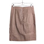 Elie Tahari  Beige Tan Perforated Leather Back Zipper Pencil Skirt US 6 Photo 2