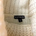 EXPRESS Loose Boxy Cable Knit Chunky turtleneck Crop White pullover sweater Photo 4
