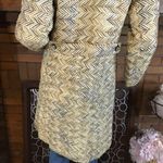 VINTAGE 1960'S UNION MADE CREAM BEIGE & GRAY CHEVRON PRINT PEA COAT (S) Photo 6